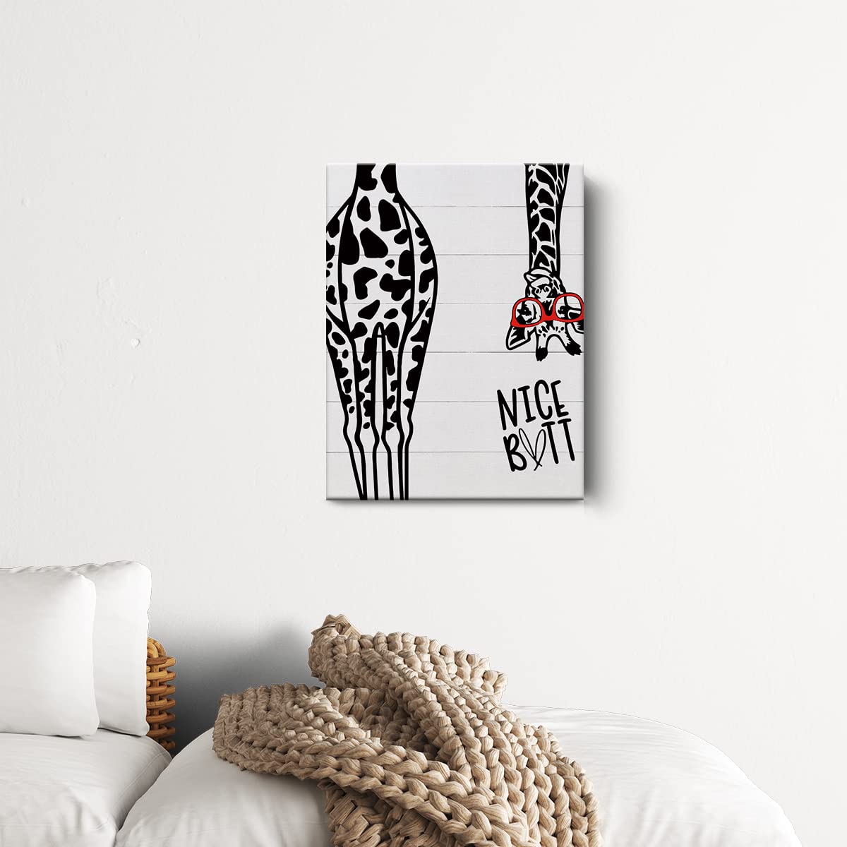 Bathroom Canvas Print Decor Bathroom Quote Giraffe Wall Painting Posters Artwork 12X15 Perfect Home Office Decoration (Framed)